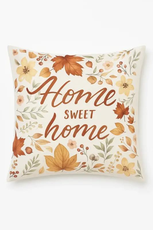 Decorative autumn cushion cover love and home pattern Prix Bas