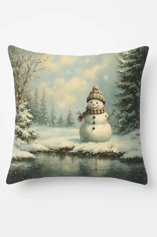 Cushion cover with santa and winter chalet design Seulement Aujourd'hui