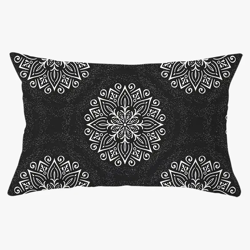Housse de coussin géométrique noir et jaune 30 x 50 cm Nouvelle Collection