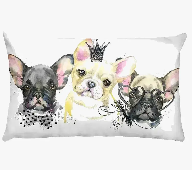 Decorative cushion cover with puppy and kitten cartoon design Haute Qualité
