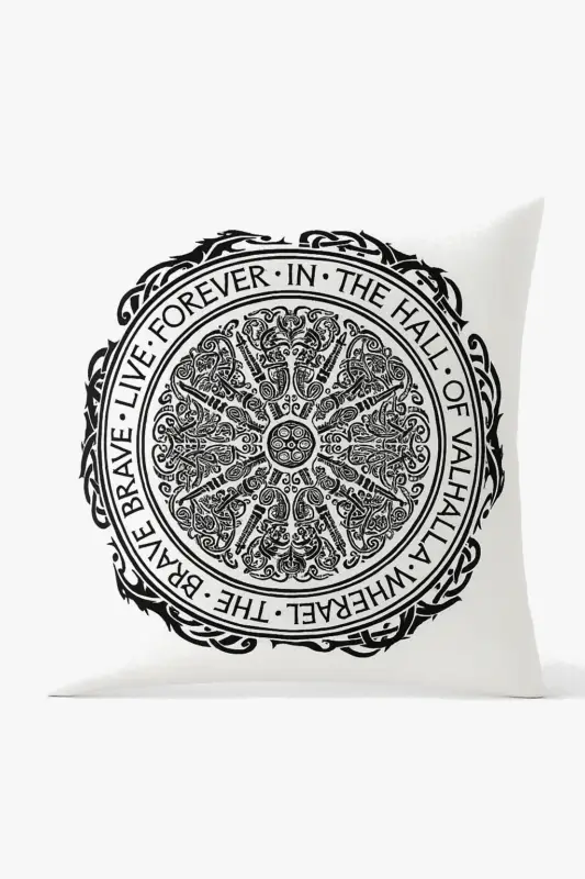 Livraison Express Viking amulet geometric black and white cushion cover