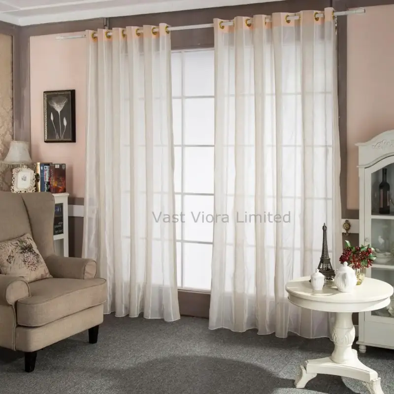 Jusqu'à Épuisement Des Stocks Natural striped linen-look curtain with pencil pleat, modern style