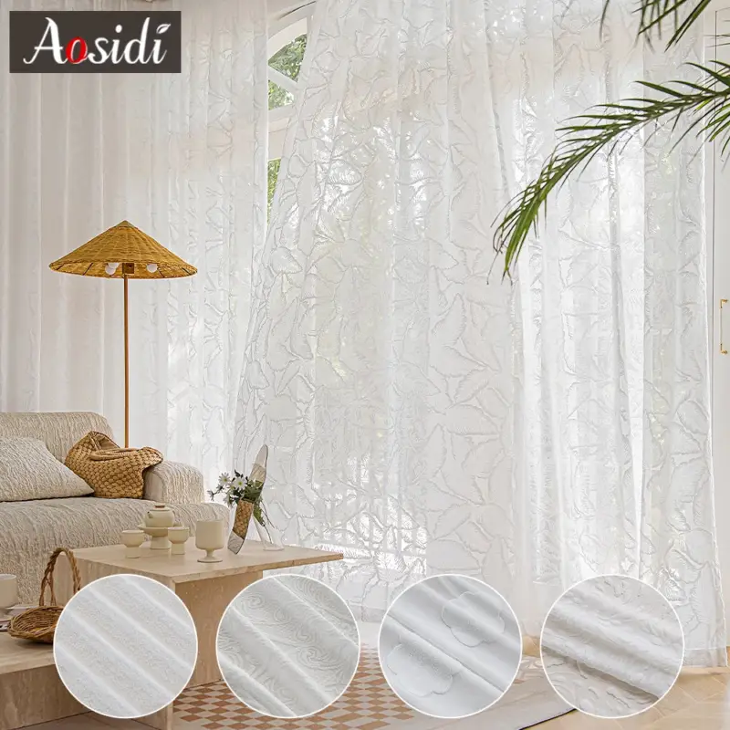 Bon Marché Modern decorative thread sheer curtain for french doors and windows