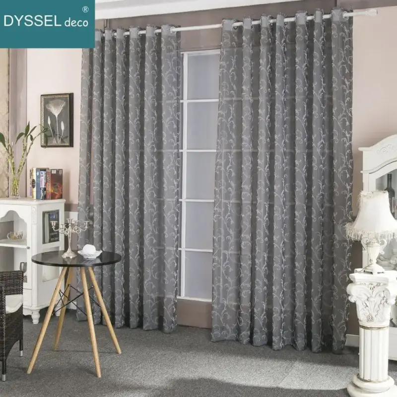 Quantité Limitée Retro geometric floral jacquard voile curtain for living room
