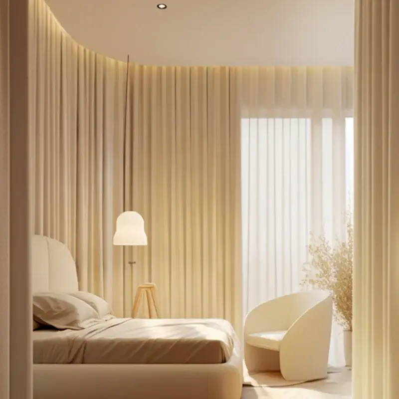 Modern pleated blackout curtain for bay window living room Acheter Direct