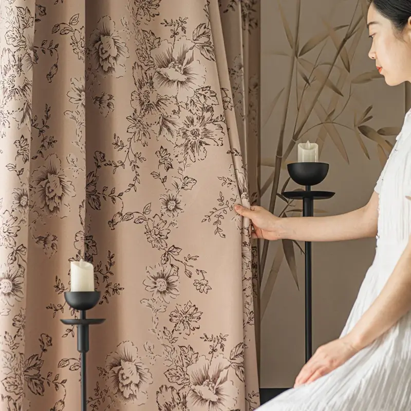 Modern floral blackout curtain for living room and bedroom Meilleur Prix