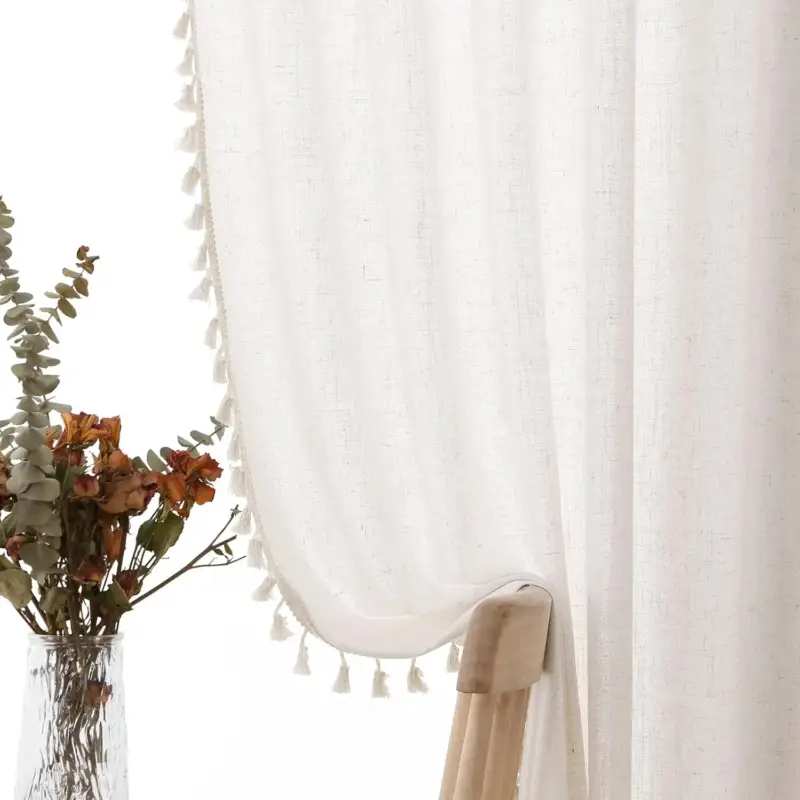 Nouvelle Collection Extra long custom sheer curtain with linen effect