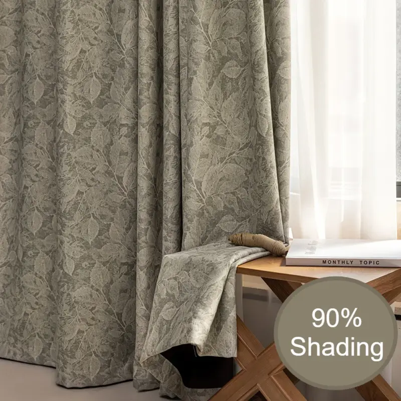 Dernier Modèle French style blackout curtain with luxury leaves pattern for living...