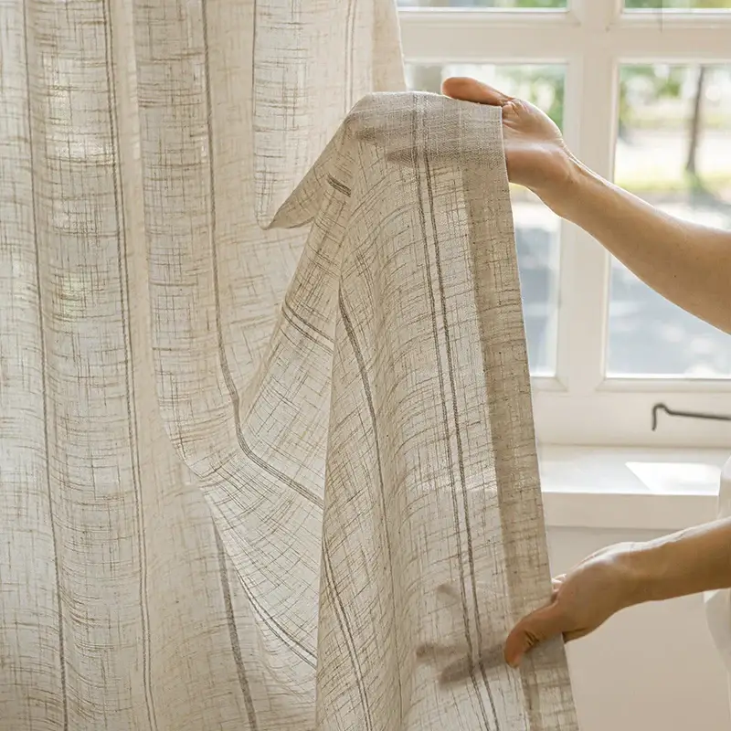 Japanese style striped sheer curtain for living room and bedroom Top Vente