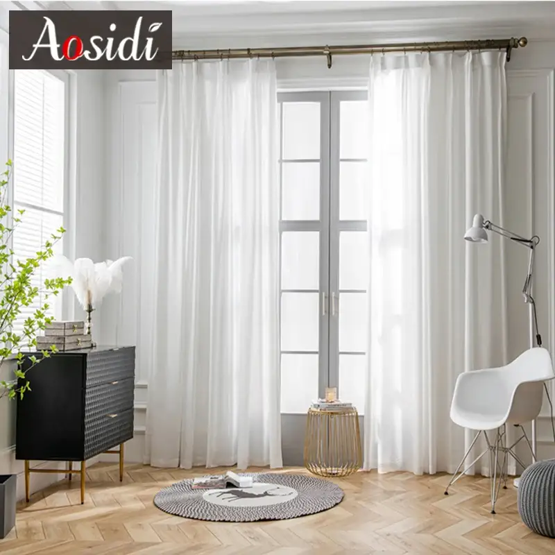 Marque Lightweight crinkled tulle sheer curtain for living room and bedroom