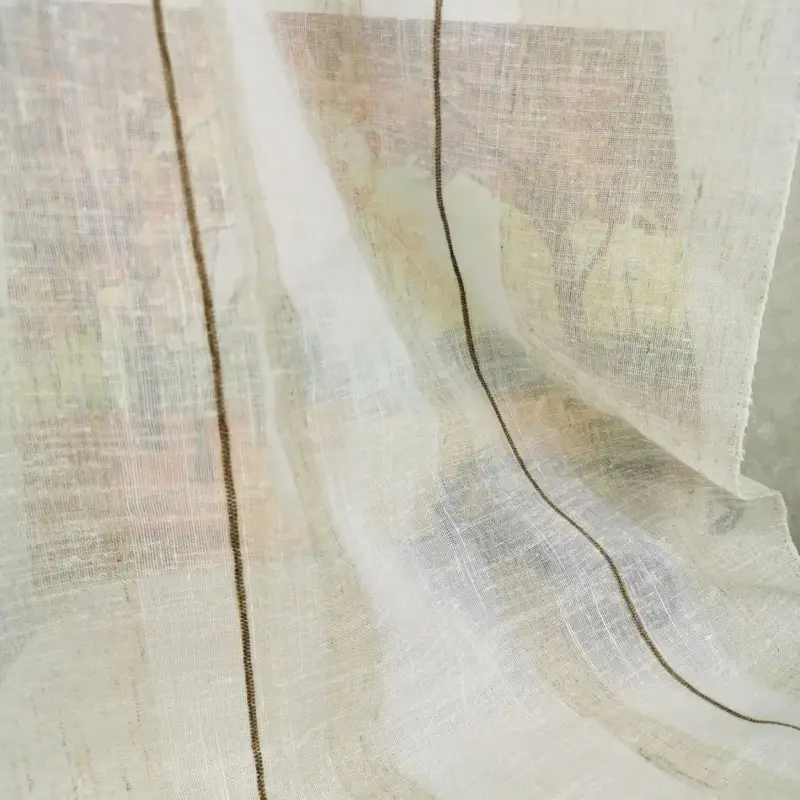 Retro striped linen-style curtain for living room or bedroom Bon Plan