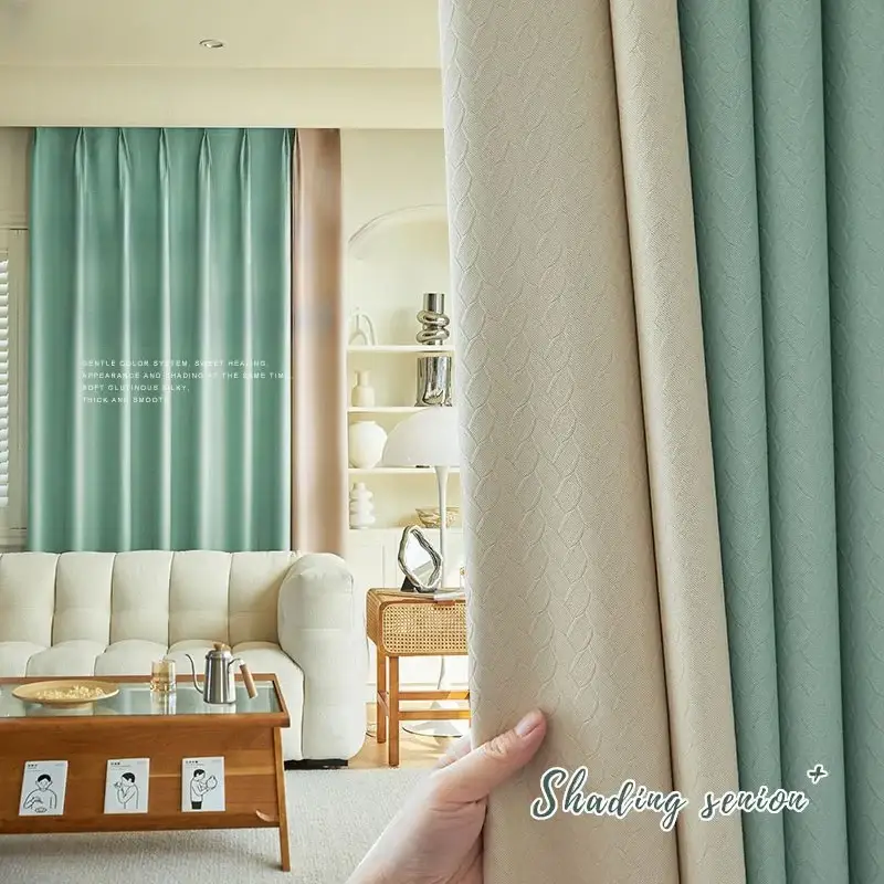 Thick modern blackout curtain for large bay window Prix Réduit
