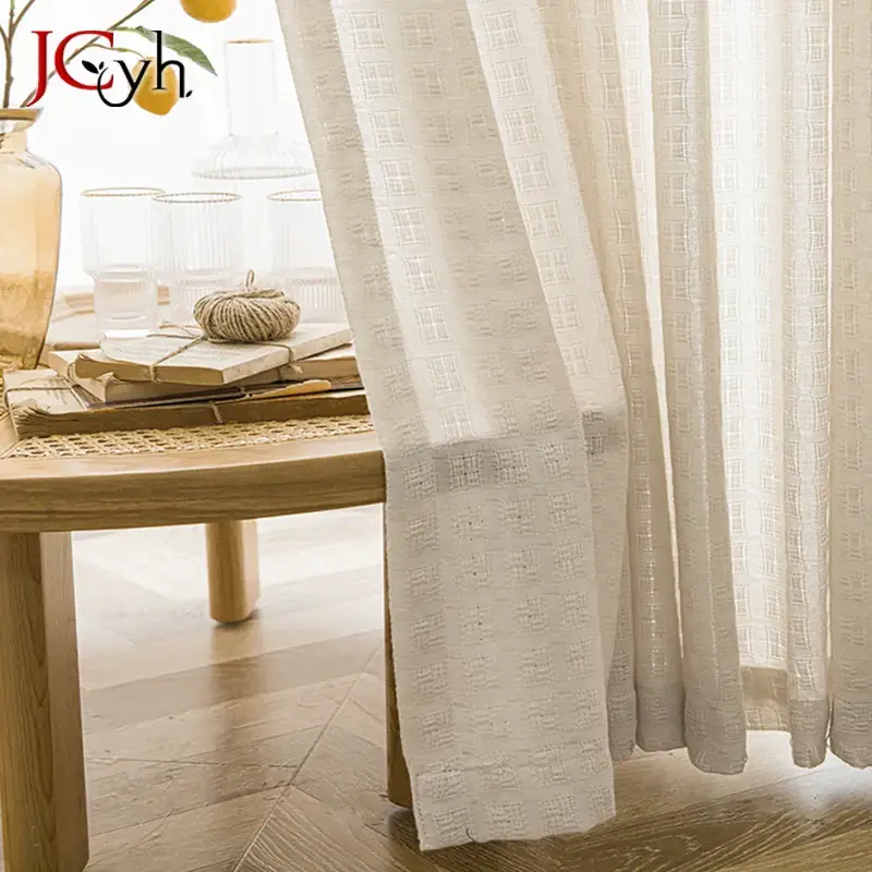 Commander Maintenant Japanese style linen-effect sheer curtain for living room or bedroo...