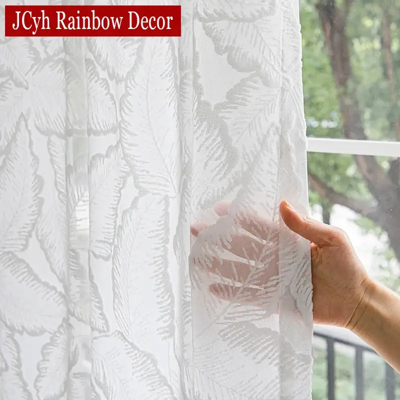 Meilleur Prix Decorative leaf voile curtain for living room and bedroom window
