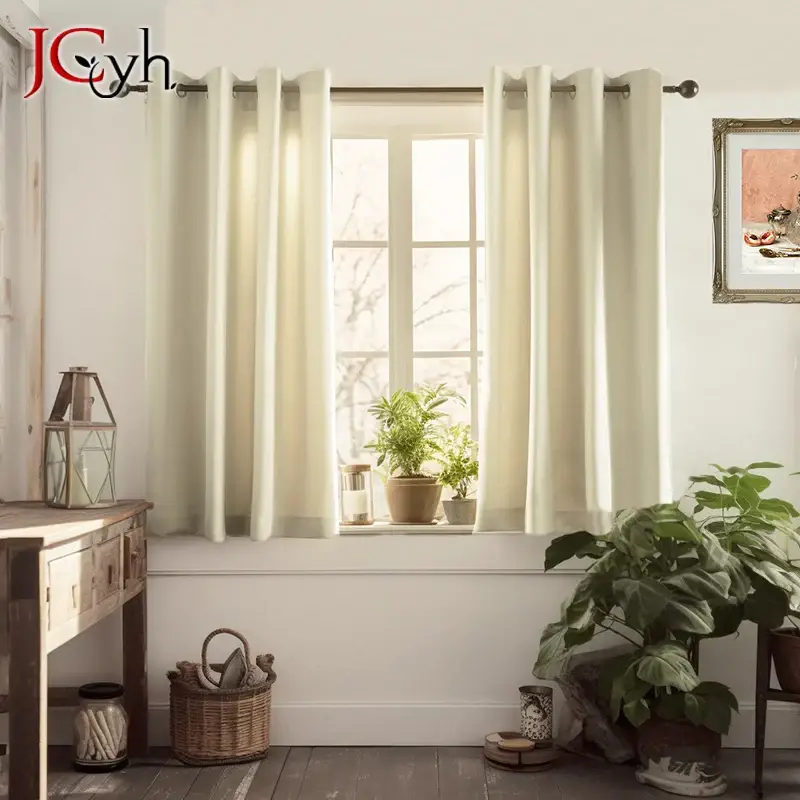 Nouvel Arrivage Modern textured blackout short curtain for bedroom and living room