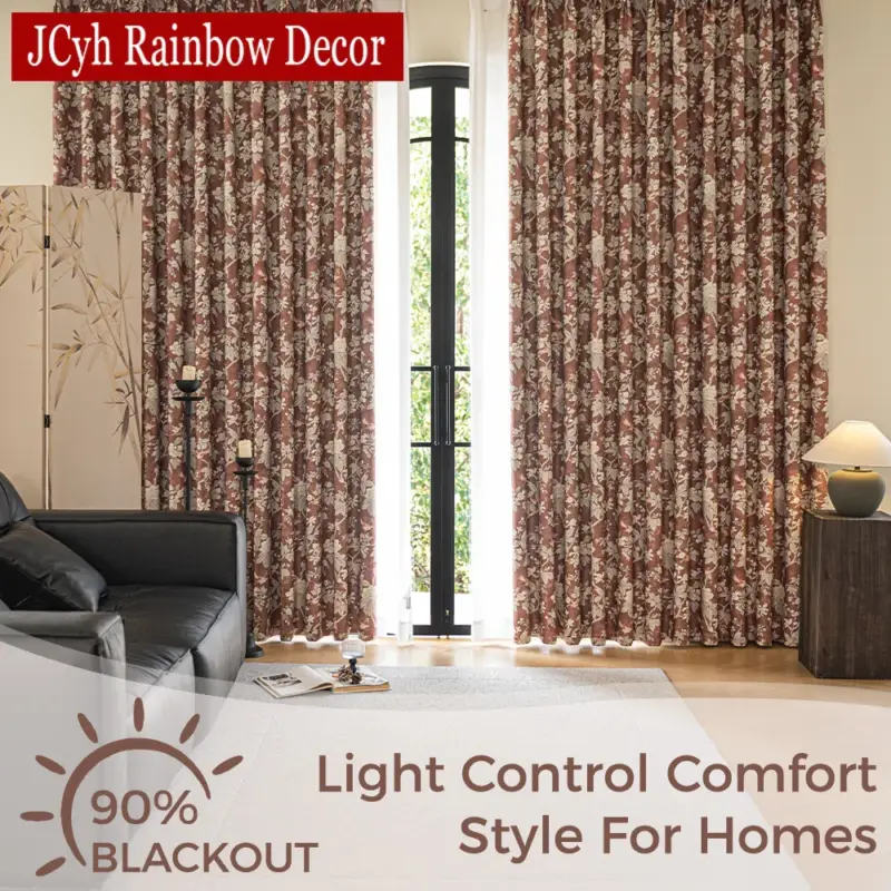 Achat Immédiat Blackout curtain with bird pattern, nature style for bedroom or liv...