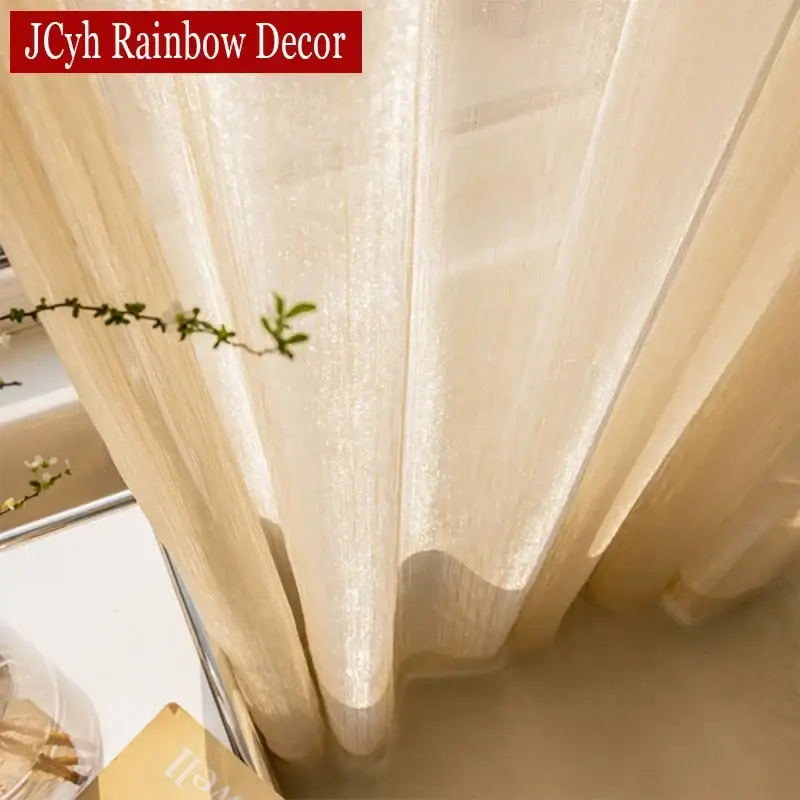 Retour Gratuit Modern shimmering tulle sheer curtain for living room, bedroom, window