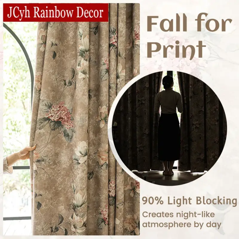 Affaire À Saisir Traditional chinese style floral blackout curtain for living room o...