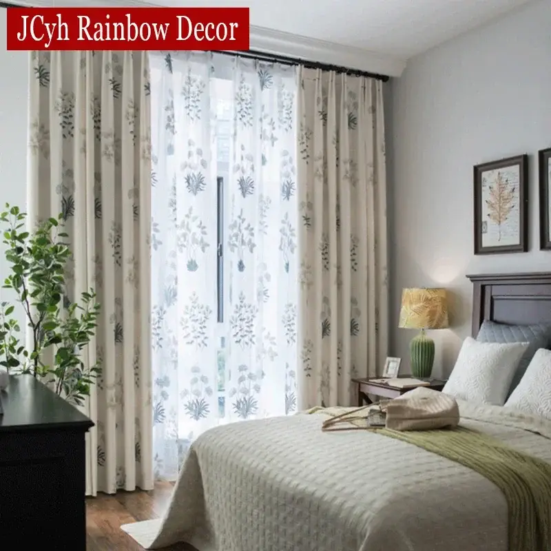 Modern leaf pattern curtain for living room and bedroom Prix Réduit