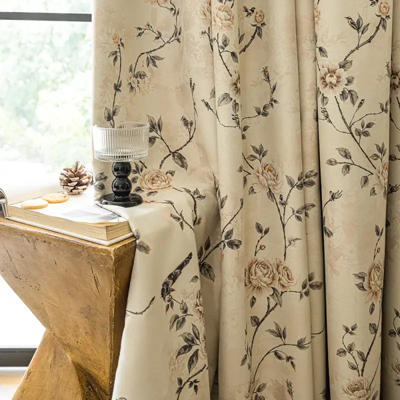 Chinese style floral blackout curtain for living room and bedroom Offre Exclusive