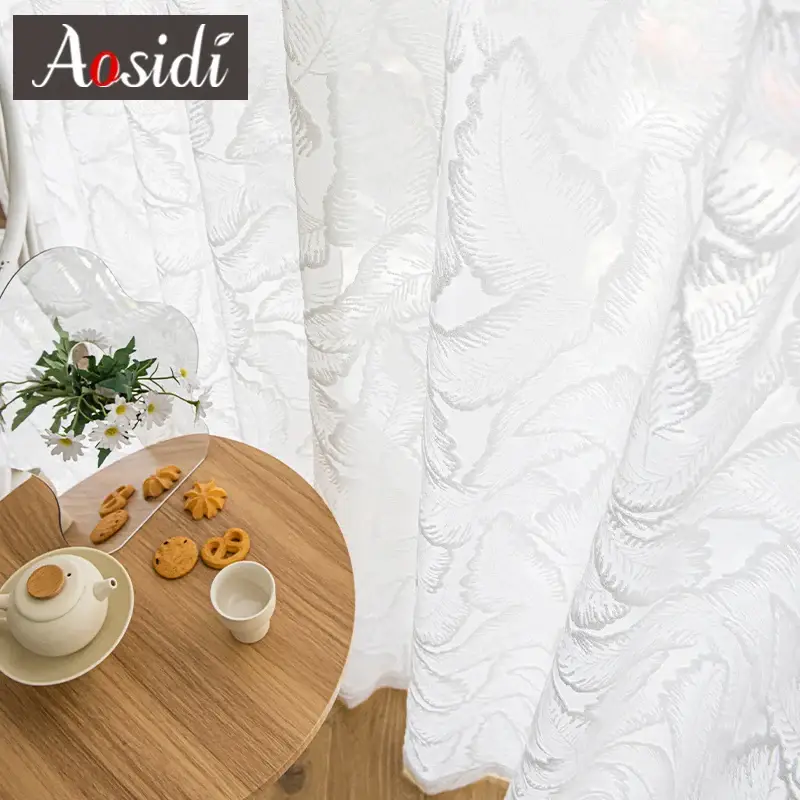 Modern leaf pattern sheer curtain for living room or bedroom Acheter Direct