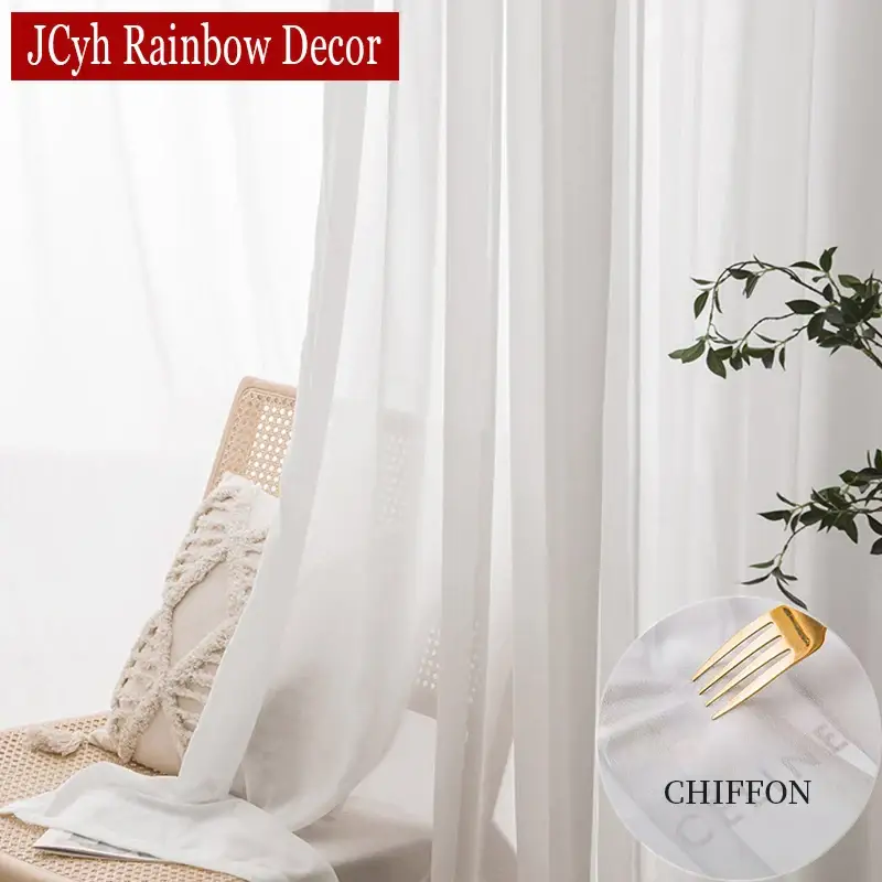 Promotion Saisonnière Modern translucent voile curtain for living room, bedroom or balcony