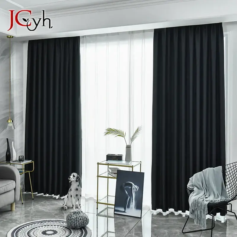 Bon Plan Thick modern blackout curtain for living room and bedroom windows