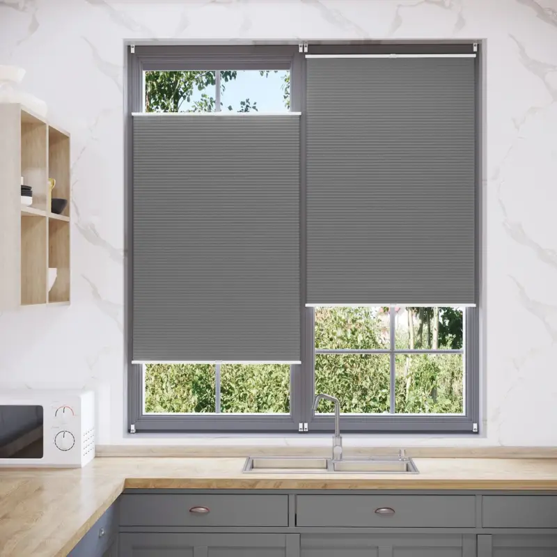Authentique Blackout thermal pleated blind for doors, no-drill installation
