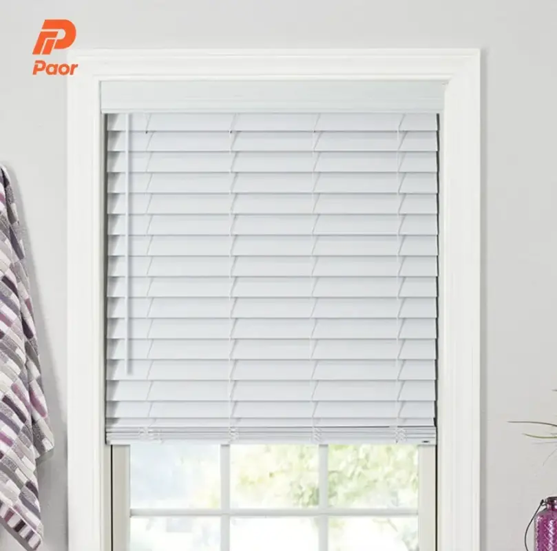 Customisable cordless faux wood pvc venetian blind Super Prix