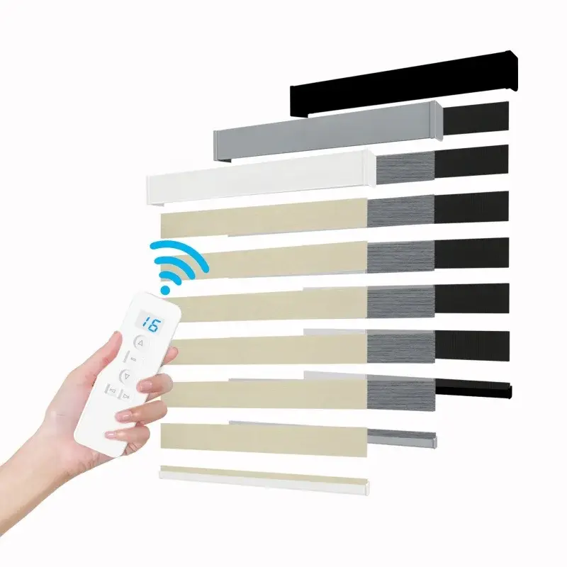 Nouvel Arrivage Electric double-layer blackout zebra blind with remote control