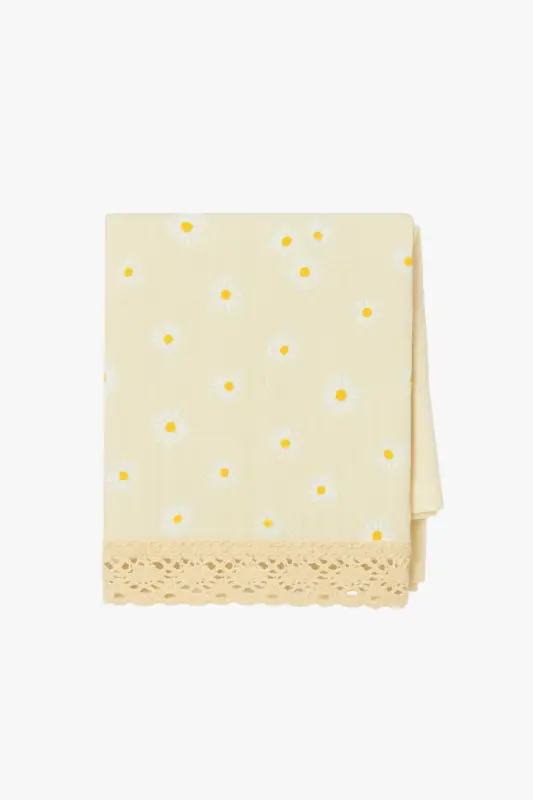 Seulement Aujourd'hui Country-style daisy lace tablecloth with tassels