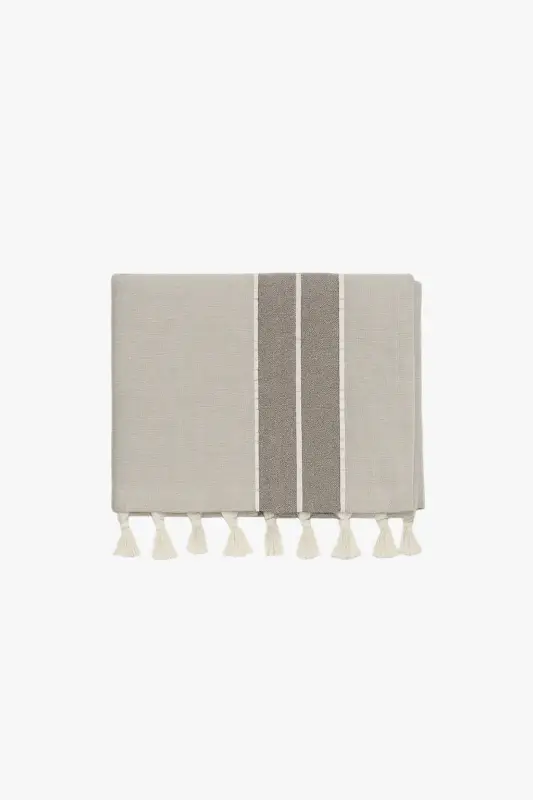 Waterproof cotton and linen tablecloth with stripes and tassels Prix Bas