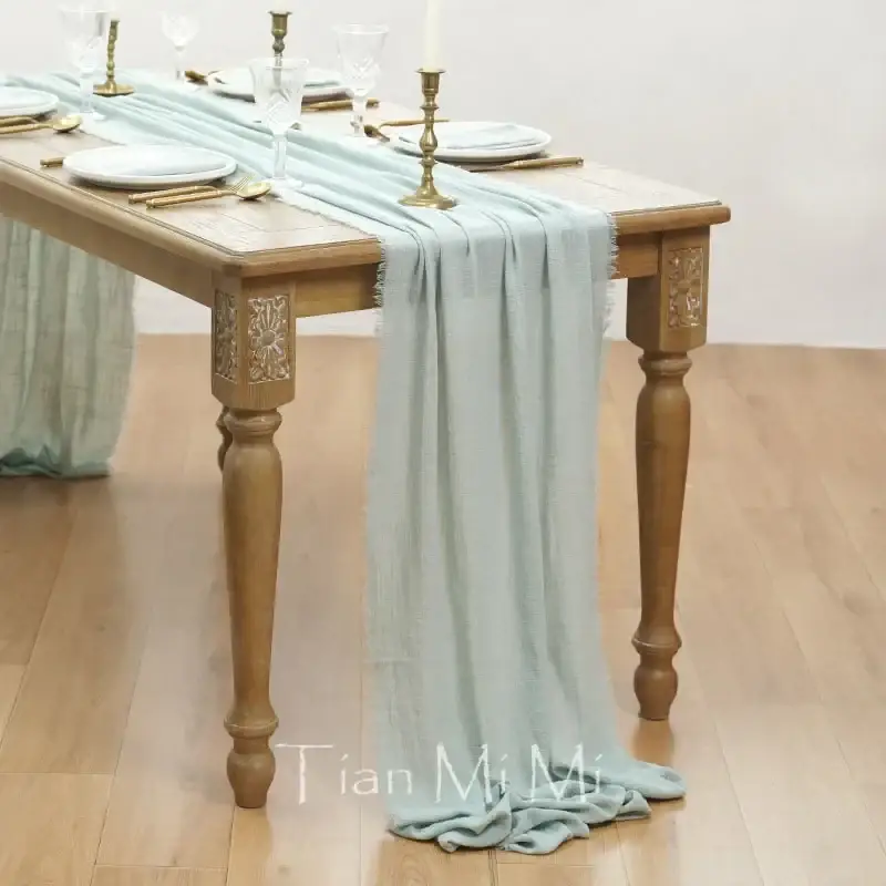 Promotion Vintage beige cotton gauze table runner for weddings
