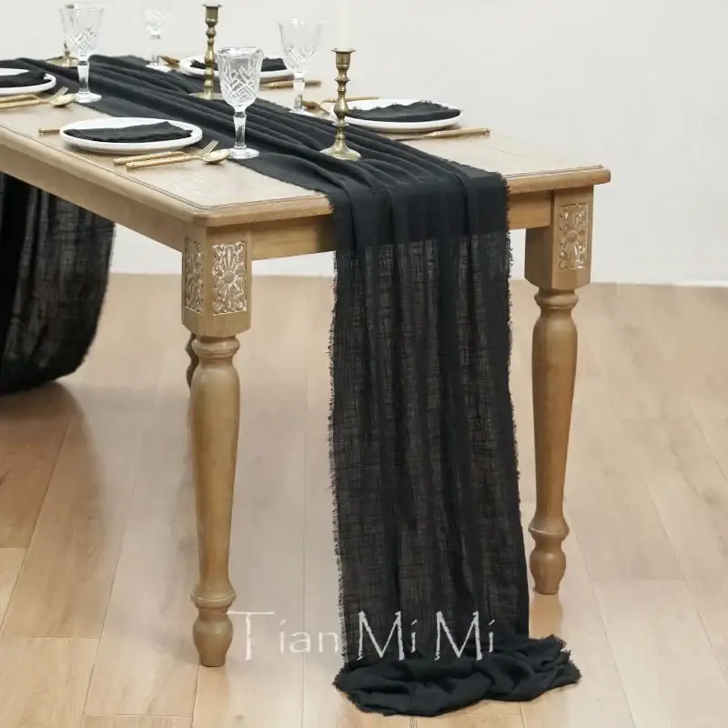 Meilleur Prix Boho vintage cotton gauze table runner for weddings