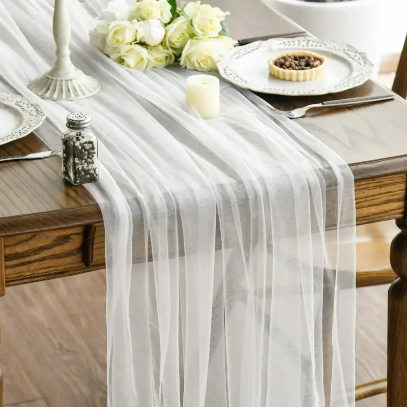 Populaire Chemin de table gaze transparente decoration mariage fete