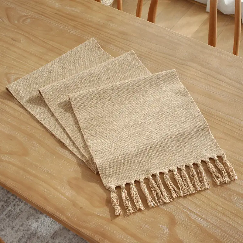 Pas Cher Embroidered linen table runner, rustic style