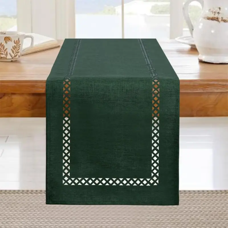 Modern openwork linen table runner Offre Exclusive
