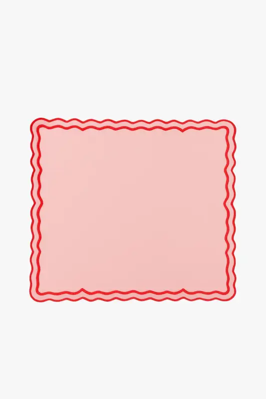 Embroidered cotton placemat with vintage wavy edge Authentique