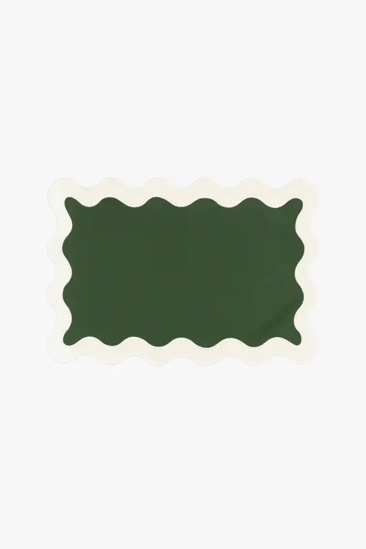 Prix Cassé Embroidered cotton placemat with vintage wavy edge