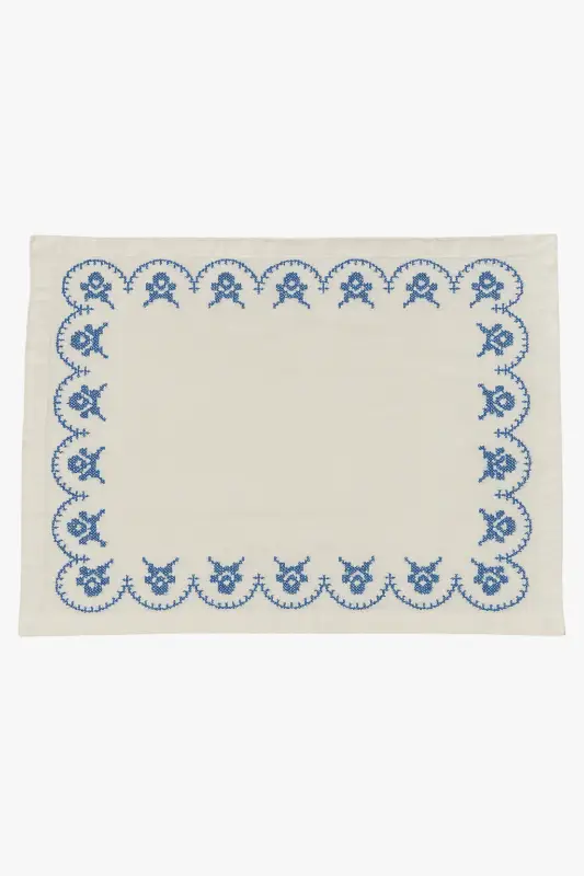 Retro embroidered cotton placemat set countryside style Vente Directe