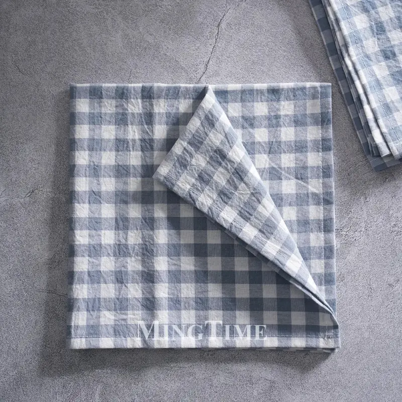 Livraison Express Country-style cotton gingham napkin washable