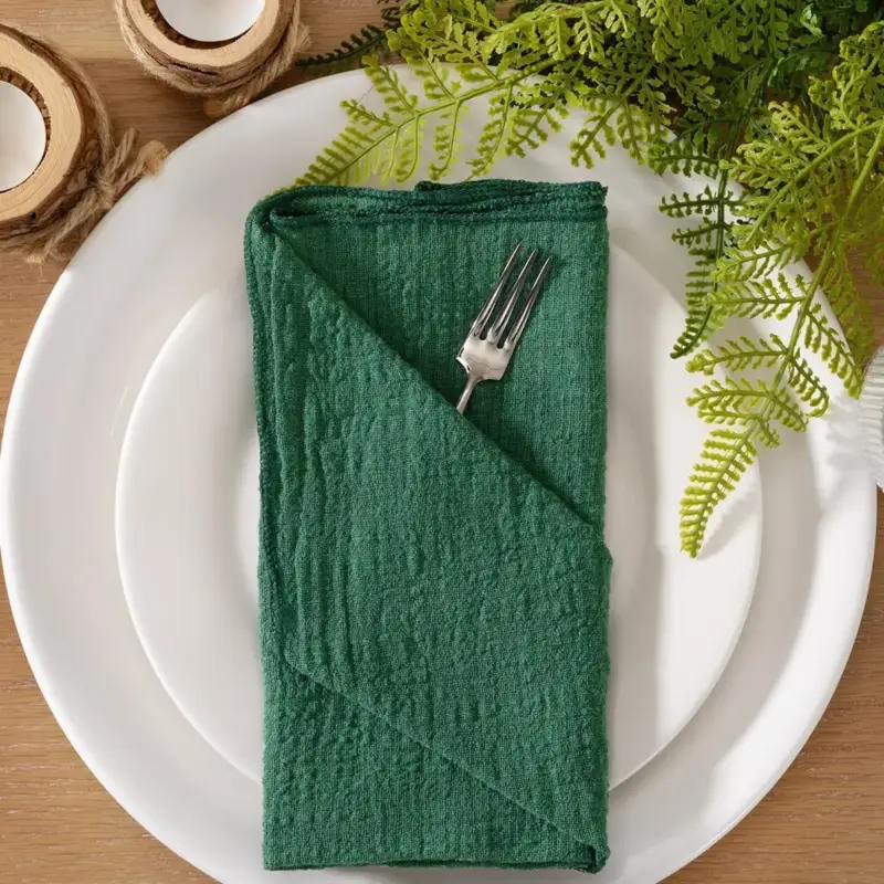 Prix Cassé Set of cotton gauze table napkins, rustic style, pack of 10