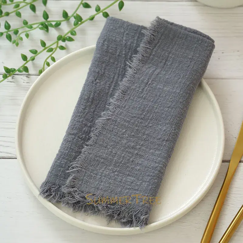 Set of 12 rustic cotton gauze napkins Commander Maintenant
