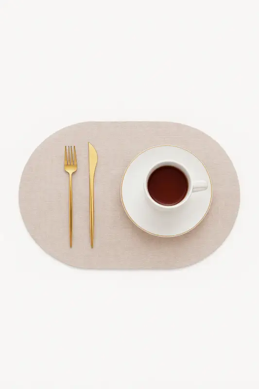 Oval faux leather heat resistant non-slip placemat set Acheter En Ligne