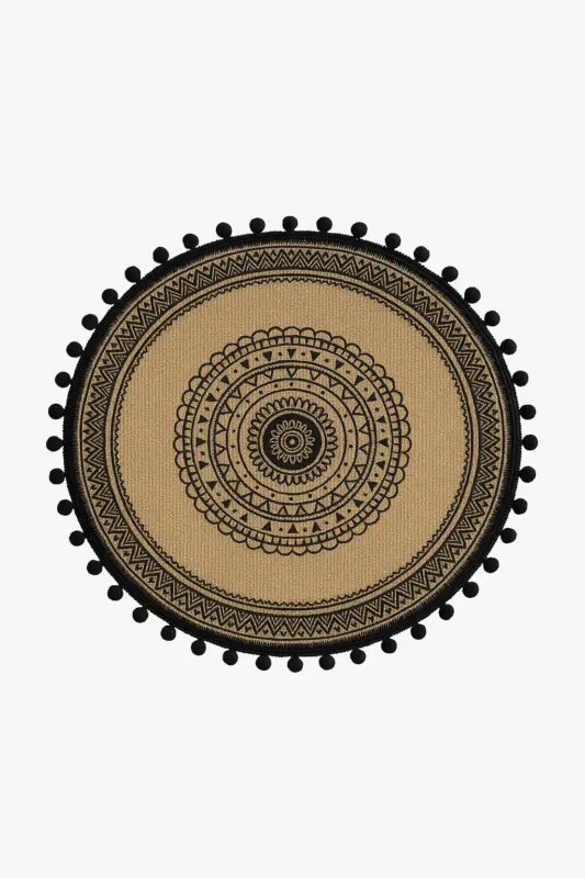 Solde Woven country-style placemat with pom poms