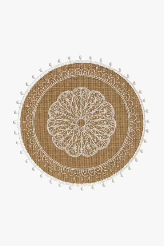 Set de table bohème en bambou tissé pompons Dernière Chance