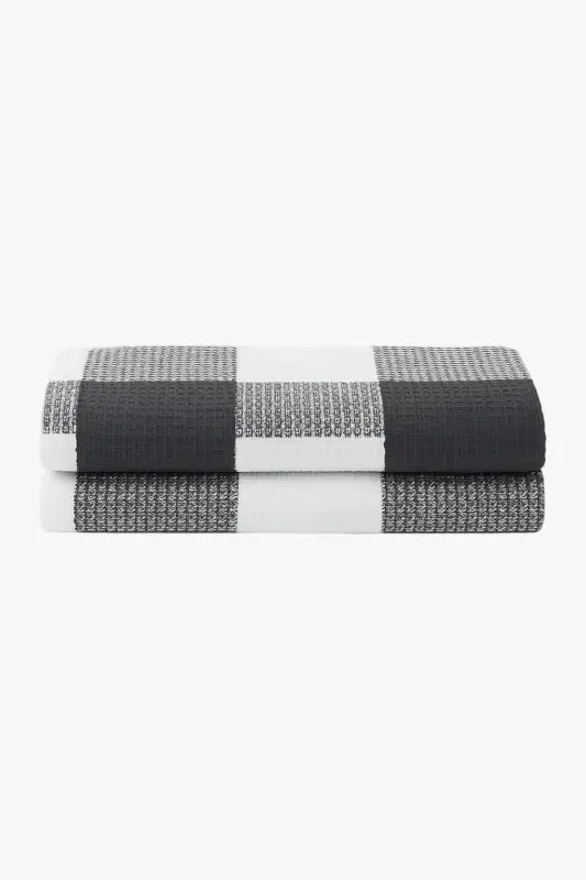 Réduction Soft absorbent waffle check kitchen tea towel