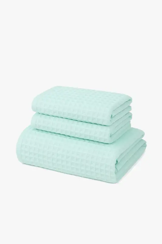 Waffle cotton 3-piece bath towel set Seulement Aujourd&rsquo;hui
