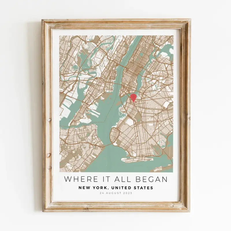 Personalised city map romantic gift for him Expédié Aujourd'hui