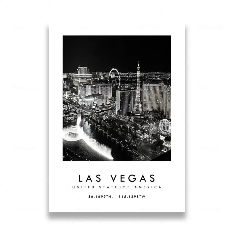 Vente Flash Black and white photographic poster of rome and las vegas